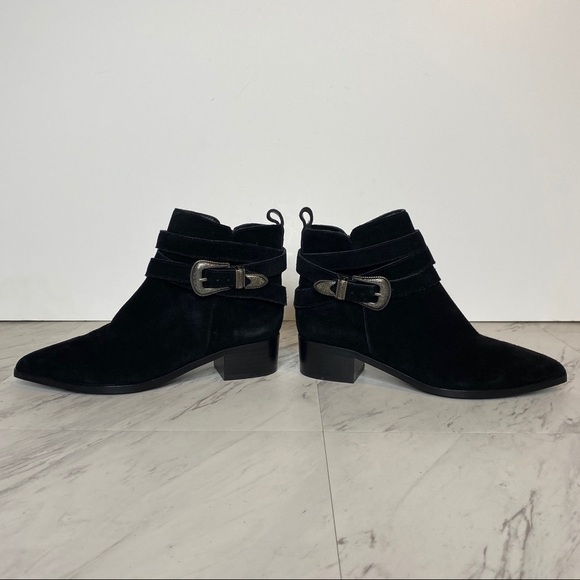 Marc Fisher Western Buckle Black Suede Bootie 6M - Picture 7 of 15